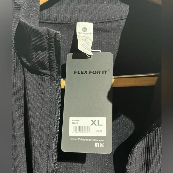 NWT- 90 Degrees by Reflex Full Zip Up Jacket, XL, Black - Picture 4 of 9